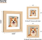 upsimples 4x4 Picture Frame, Natural Solid Wooden Picture Frames, Display 3x3 with Mat or 4 x 4 Without Mat, Wall or Tabletop, 1 Pack, Natural