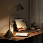 Metal Desk Lamp, 3000k Soft Light Modern Desk Lamp with Dimmer Switch, Adjustable Lighting with Swivel Arm Reading Lamp for Bedside Table, Office Desk, Task Light, Living Room(Black&Gold)