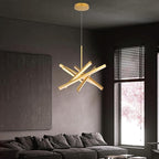 Kinglong Gold Chandelier【Upgraded】,Chandelier Light Fixture 6-Lights,Dimmable Acrylic LED Modern Chandelier for Dining Room,Living Room,Bedroom,Kitchen Island(L:20.07",W:17.32")