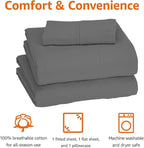 Amazon Basics 3 Piece Bed Sheet Set, 100% Cotton Jersey, Includes Super Soft, Flat and Fitted Sheets, Pillowcase, Toddler, Dark Gray, Solid