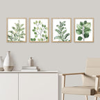 SIGNWIN Framed Green Pastel Forest Fern Leaf Wall Art, Set of 4 Collage Nature Garden Wall Decor Prints, Nature Wilderness Wall Décor for Living Room, Bedroom - 8"x10" Natural