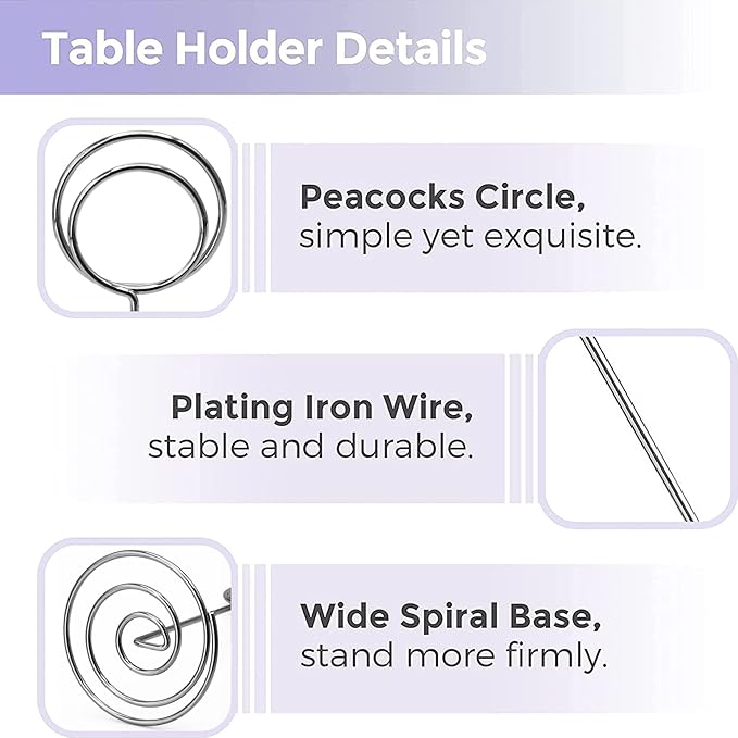 Table Number Holders 20Pcs - 3.35 Inch Place Card Holder Table Number Stands for Wedding Party Graduation Reception Restaurant Home Centerpiece Decorations Office Memo Picture Photo (Silver)