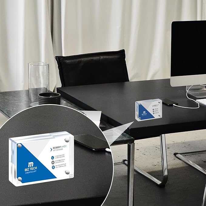 Mini Picture Frame 2.5x3.5 inch Clear Acrylic Magnetic Photo Business Card Frame 20mm Thick Double Sided Wallet Size Desktop Display Frames for Office Home Decor Photos Cards (20 Pcs)