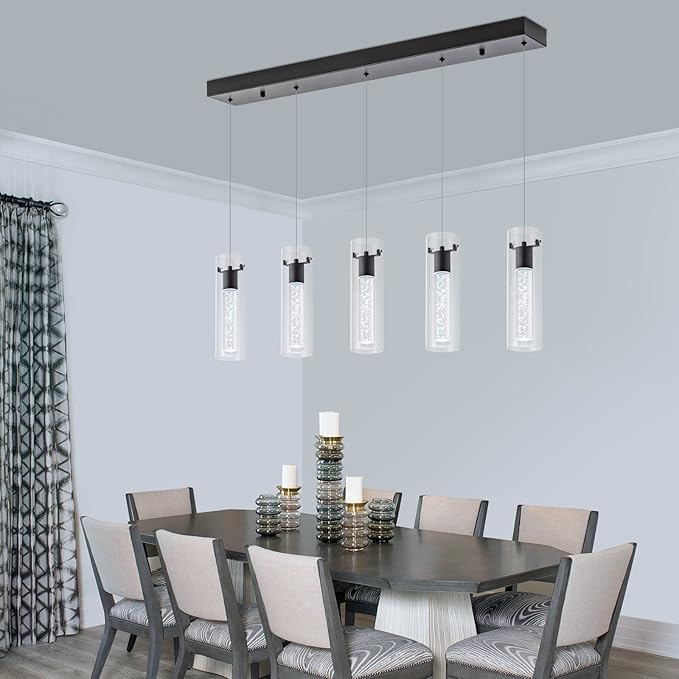 Black Pendant Light, 5-Light Pendant Lighting for Kitchen Island, Pendant Lights Kitchen Island for Dining Room, Living Room, Corridor, Cafe bar, Club, Restaurant