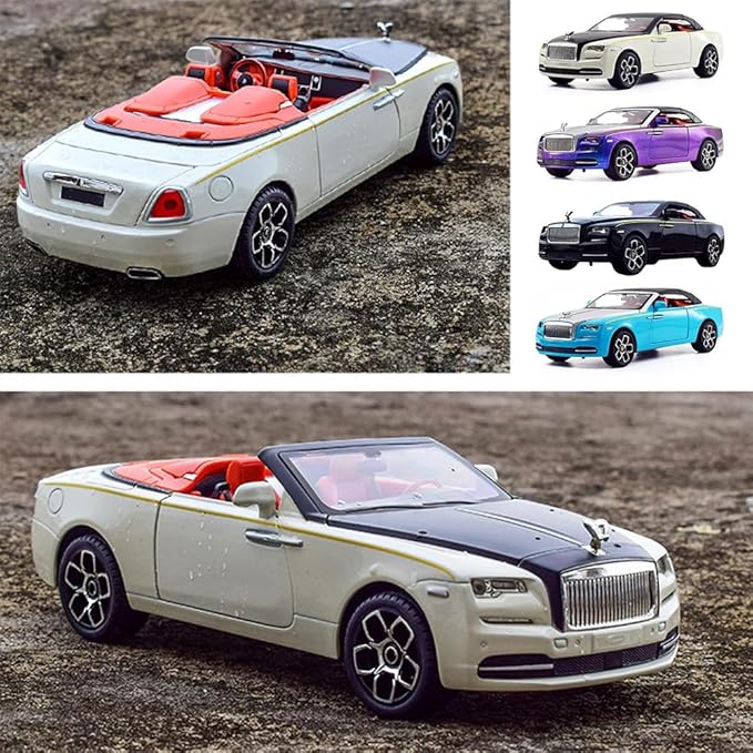 Collectible Toy Car 1/24 Rolls-Royce Dawn Diecast Model Car, Alloy Pull Back Toy Car Vehicles with Light and Sound Exquisite Car Model for Boys Kids Adults Gift