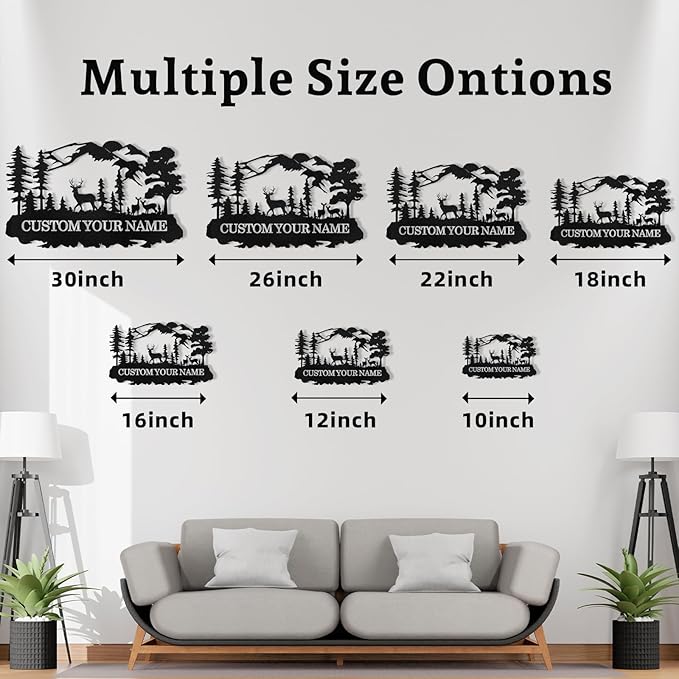 Custom Deer Metal Cabin Sign, Rustic Deer Wall Decor, Last Name Signs for Home, Custom Signs Outdoor Metal, Metal Wall Art, Hunting Decor, Hunter Gifts, Mountain Cabin Decor, Porch Sign