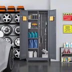 Lockable Storage Cabinet,Utility Closet with Doors and Shelves,SteelGarage Cabinet with Adjustable Shelves for Home,Garage,Gray