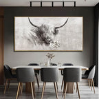 Farmhouse Decor Framed Wall Animal and Flower Artwork Grey Vintage Cow Wall Art with Frame for Living Room Bedroom Dining Room Office 29x58 Inch