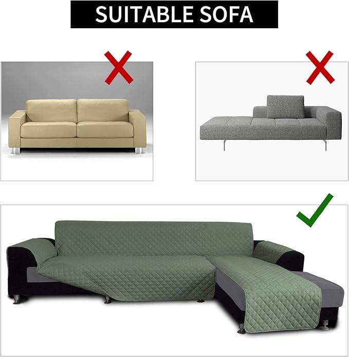 Easy-Going Sofa Slipcover L Shape Sofa Cover Sectional Couch Cover Furniture Protector Mat for Pets Dog Cat (X-Large,Greyish Green/Greyish Green)