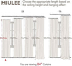 MIULEE 100% Blackout Curtains 84 Inch Long 2 Panels for Bedroom, Thick Luxury Faux Linen Black Out Curtain Room Darkening Back Tab Pleat Window Textured Drapes with Hooks for Living Room, Ivory