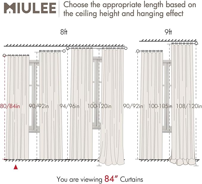 MIULEE 100% Blackout Curtains 84 Inch Long 2 Panels for Bedroom, Thick Luxury Faux Linen Black Out Curtain Room Darkening Back Tab Pleat Window Textured Drapes with Hooks for Living Room, Ivory