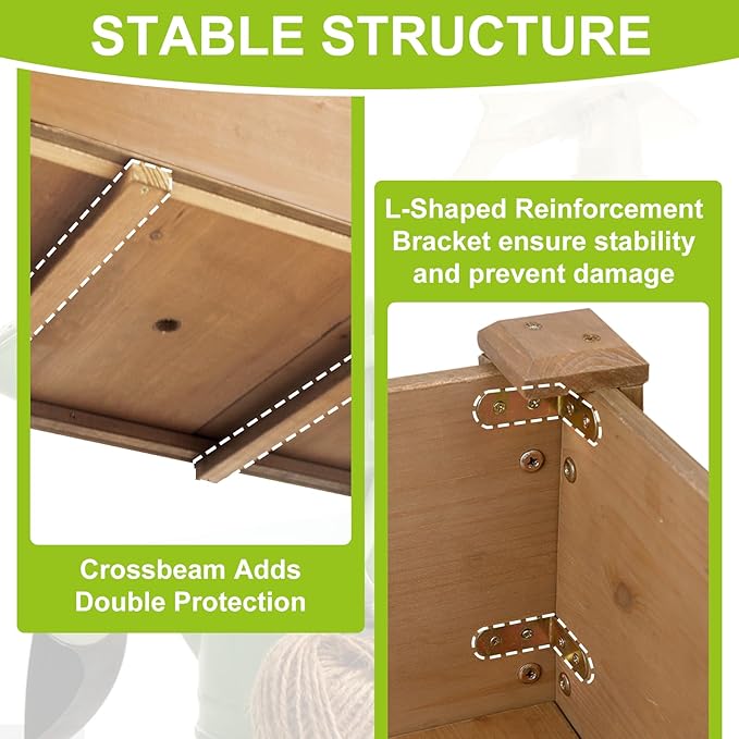 Outdoor Wood Raised Garden Bed- Elevated Planter Box with Legs, Durable Fir Wood, Reinforced Frame with Drainage Holes, Liner for Vegetables, Herbs, Flowers, 47" x 23"x 30"