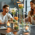 5pcs Glass Vase Cylinder Vases for Centerpieces Small Flower Glass Clear Vases Home Decor Centerpiece Table Flower Vase Decorations for Wedding Decoration＆Holiday Mixed Sizes Tall