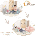 Welnow 2-in-1 Kids Sofa Chair, Glow in The Dark Convertible Toddler Chair Flip Out Children Sofa Folding Kids Play Sofa with Side Pockets & Removable Cover Armrest Chair for Girl or Boy