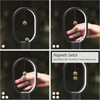 Small Table Lamp - Mini Balance Bedside Nightstand Plug in Night Light for Home, Office, College Dorm (Black)