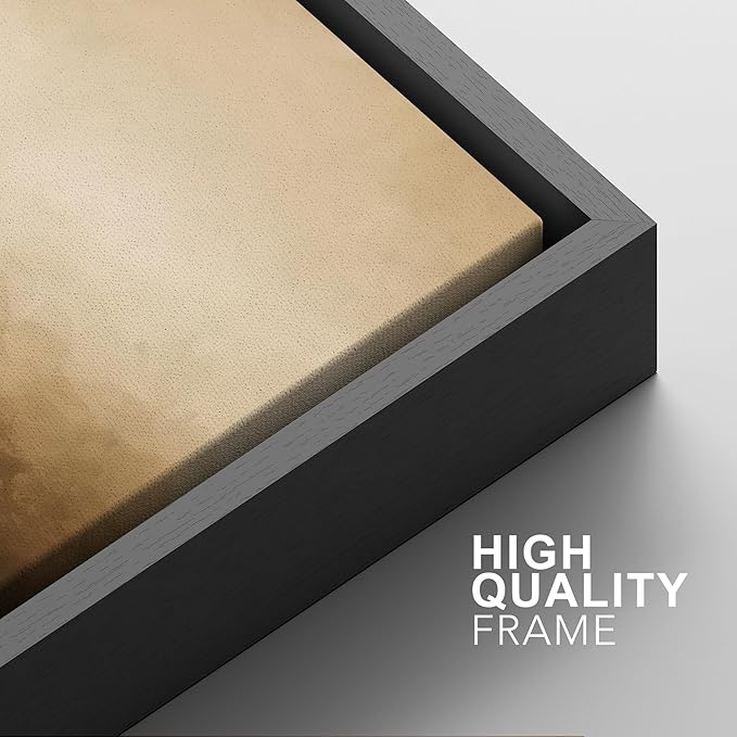 SIGNFORD Framed Canvas Print Wall Art Set Minimalist Gradient Brown Abstract Neutral Illustration Modern Art Decorative Nordic Nature for Living Room, Bedroom, Office - 16"x24"x2 Black