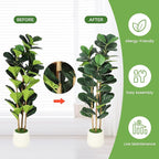 GarveeHome 5 ft Faux Fiddle Leaf Fig Tree with White Pot, Faux Trees with Artificial Plants 56 Fiddle Leaves Greenery - Lifelike Fake Tree for Home Office Store Room Decor Indoor Outdoor