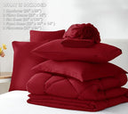 CozyLux Queen Comforter Set Dark Red - Bed in a Bag Queen Size 7 Pieces, Luxury Soft Bed Set for All Seasons, Bedding Set with Down Alternative Comforter, Sheets, Pillowcases & Shams