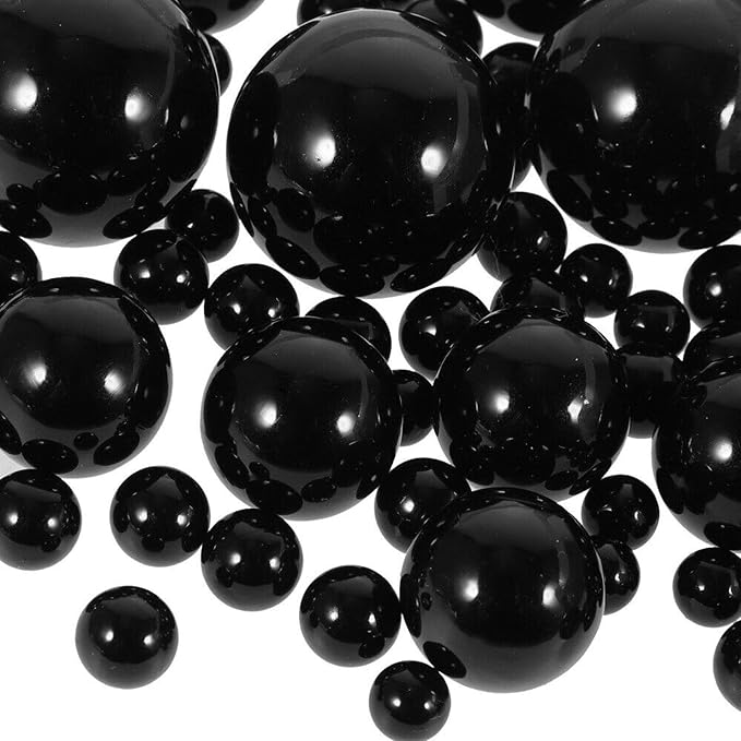 200 PCS Black Vase Fillers, Pearls Bead for Centerpieces Vases, 10/14/20 MM No Hole Beads, Fake Pearls for Wedding Birthday Anniversary Theme Party Table Centerpieces Decor