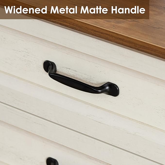 HOMMPA 24'' Farmhouse Nightstand with Charging Station, Bedside Tables with Storage, Side Table with USB Port, 3 Drawers End Table Dresser, Wood Night Stand for Bedroom, Living Room, Rustic White