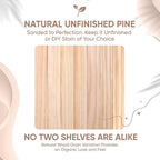 Homeforia 30 inch Wood Floating Shelves, High End Solid Natural Wood 30inch Floating Shelf for Wall, Unfinished Wooden 30 inches Floating Shelves, Heavy Duty Bracket, 30 X 6.5 X 1.75 in, Set of 3