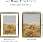Homeforia 6x8 Picture Frame Bronze, High End Metal 6 x 8 Brass Frames with Mat 5 x 7 for Art, 6x8 Desk Frame Matted to 5x7 inch Photo, 6 by 8 Wall or Tabletop Frame, Tempered Glass, Wall Kit, Set of 1