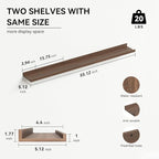 55.1 Inches Long Floating Shelves, 2 Set Rustic Wall Shelf for Bedroom, Nursery Book Shelf with Lip, Picture Ledge Shelf for Living Room, Bathroom, Kitchen - Walnut