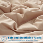 EASELAND Queen Size Down Alternative Comforter - Quilted Duvet Insert for All Seasons, Soft Lightweight with Corner Tabs, Summer Winter Warm Bedding, Beige 88×88 Inches