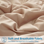 EASELAND Full Size Down Alternative Comforter - Quilted Duvet Insert for All Seasons, Soft Lightweight with Corner Tabs, Summer Winter Warm Bedding, Beige 82×86 Inches