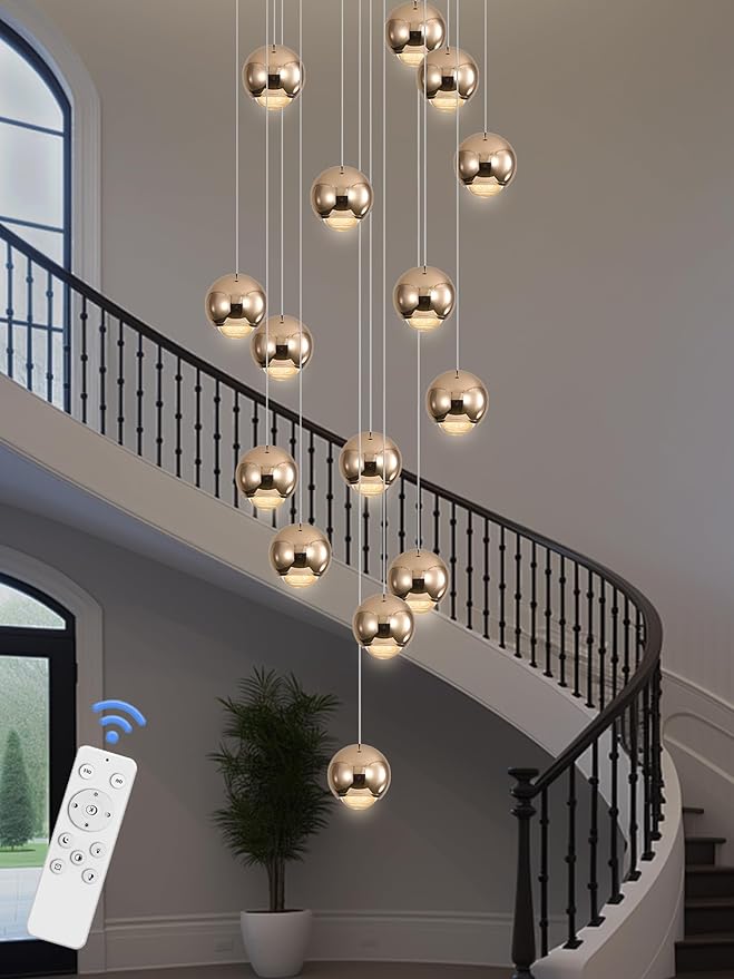 Staircase Chandelier Crystal Ceiling Lights Large Chandeliers for High Ceilings Crystal Raindrop Chandelier High Ceiling Light for Living Room Stair Entryway Hallway Foyer
