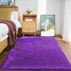 Goolela Fuzzy Purple Faux Fur Machine Washable Area Rug for Living Room & Bedroom - Soft Fluffy Shaggy Rectangle 4x6