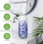 Blue and White Chinoiserie Vase - 11.8" Porcelain Flower Vase for Centerpieces and Dining Table Decor