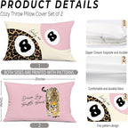 Trendy Leopard Lucky 8 Ball Pillow Covers 20x12, Cheetah Leopard Print Room Decor, Funky Preppy Leopard and Black Billiards Decorative Throw Pillow Covers for Girls Dorm Apartment，Set of 2