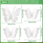 SUNBEAUTY Large Butterfly Party Decorations, 3D White Paper Butterflies Wedding Decoration, Hanging Butterflies for Baby Shower Decorations Girls, Women, Paper Flowers for Wall Decoration, Set of 4