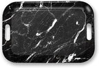 Serving Trays with Handles, 14.5 x 9.8 inch Rectangular Plastic Tray for Restaurant, Kitchen, Black Marble