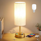 Small Touch Bedside Lamp with USB - 3 Way Dimmable Gold Table Lamp for Bedroom, Nightstand Lamp with Gold Charging Station for Desk Dorm, Office