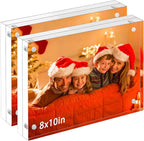 Acrylic Picture Frame, 2pack 8x10 Inch Photo Double-Sided Frames, Magnetic 12+12MM Thickness Picture Frame Clear Photo Frame Stand, Double-Sided Acrylic Frame Stand (2pack 8x10)