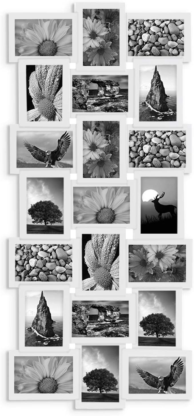 Jerry & Maggie 4X6 Collage Picture Frames for Wall Decor, 21 Opening Collage Wall Hanging for 6x4 Photo, Multi Picture Frame Set with One-piece Design White