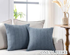 1pc 18x18 Throw Pillow Cover Boho Decorative Pillow Shams Stone Washed Cotton Pillowcase Waffle Square for Couch Sofa Chair Bed Car, Blue Grey