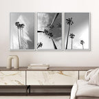 SIGNWIN 3 Piece Framed Canvas Wall Art Black and White Palm Tree Canvas Prints Home Artwork Decoration for Living Room,Bedroom - 24"x36"x3 White
