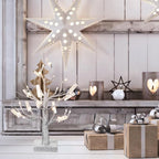 Mudder Money Holder Tree Present Card Holder with 12 Clear Clips LED Birch Twig Lights Tabletop Display Tree for Christmas, Valentines, Memo, Photo, Wedding(Stylish Style,Silver, Warm White)