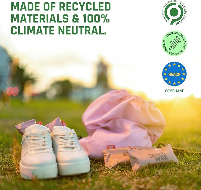 SmellWell - 3-Pack Scented Shoe Deodorizer Inserts - Odor Eliminators - Activated Bamboo Charcoal + Minerals - Natural Freshenes for shoes, bags, gloves - 6 x 1.8oz Original Size Camo Green