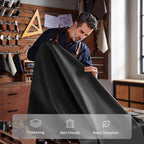 Genuine Leather Round Pouf Ottoman Footstool for Living Room, Bedroom, Indoor (Black)