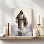 Framed Jesus Christ Wall Art Jesus Walking On Water Canvas Wall Art Christian Painting Prints Biblical Wall Decor Religious Room Decor for Church Prayer Room Christian Schools Hospitals 12" x 16"