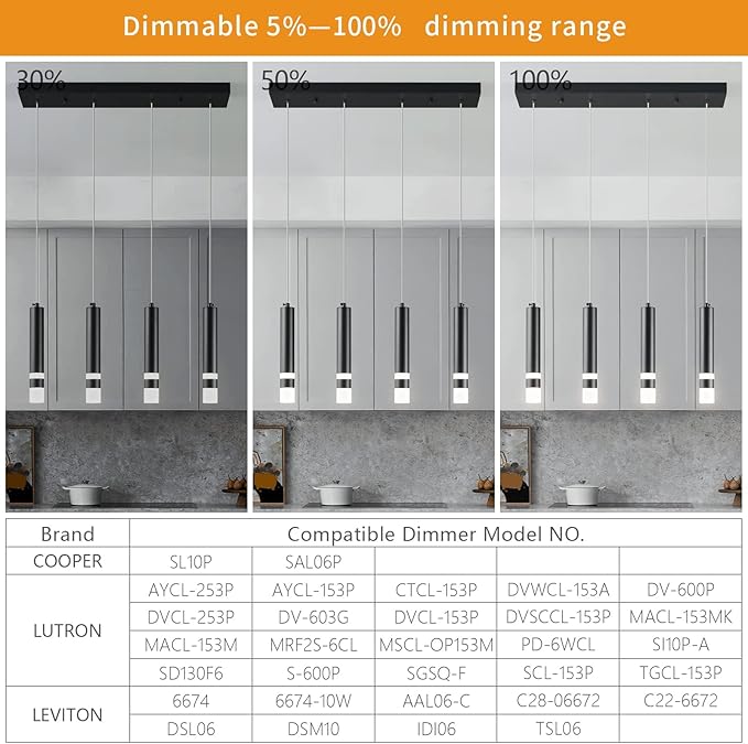 4-Light Dining Room Modern Pendant Light Kitchen Fixture Dimmable LED Black Mini Pendant Lighting fo Kitchen Island Study Pendant Lights