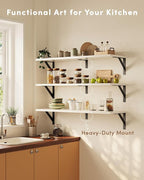 White Wall Shelves, 36 Inches Floating Book Shelves, Long Wall Shelf, Hanging Book Shelves, Long Large Deep Floating Shelf for Kitchen Bedroom