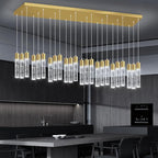 24-Lights Modern Crystal Chandeliers LED Pendant Light for Kitchen Island Dining Room Entrance Foyer Living Room 6000K Gold