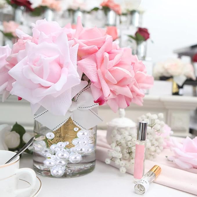 White Vase Filler | 150PCS Pearls Bead for Centerpieces Vases | 8/14/20 mm No Hole Beads, Fake Pearls for Wedding Birthday Theme Party Table Centerpieces Decor