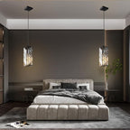 Black Pendant Lighting Modern Pendant Light, Mini Crystal Chandeliers,Adjustable Pendant Light Fixture for Kitchen Island Dinning Room Bedroom (2 Pack)