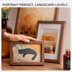 Homeforia 4x6 Brown Picture Frame, High End Dark Oak 4x6 Wooden Frames with Mat 3x5 Photo, 4 x 6 Walnut Wood Frame Matted to 3 x 5 Print, 6x4 Wall or Tabletop Frame, Tempered Glass, Wall Kit, Set of 1